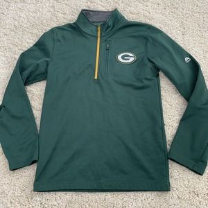MAJESTIC Pullover Mens COOL BASE Green Bay Packers 1/4 Zip Green Size Small